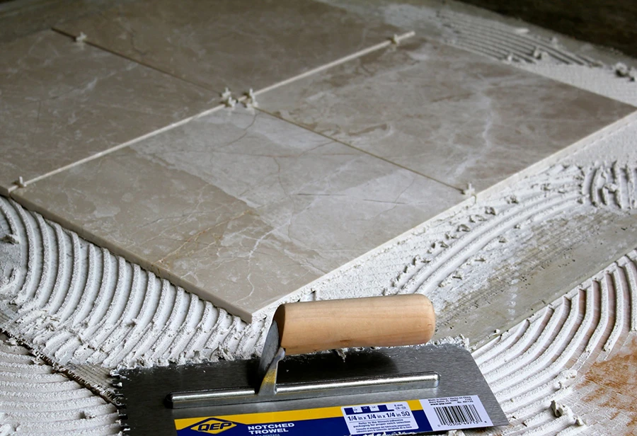 Beige Marble Floor Installation
