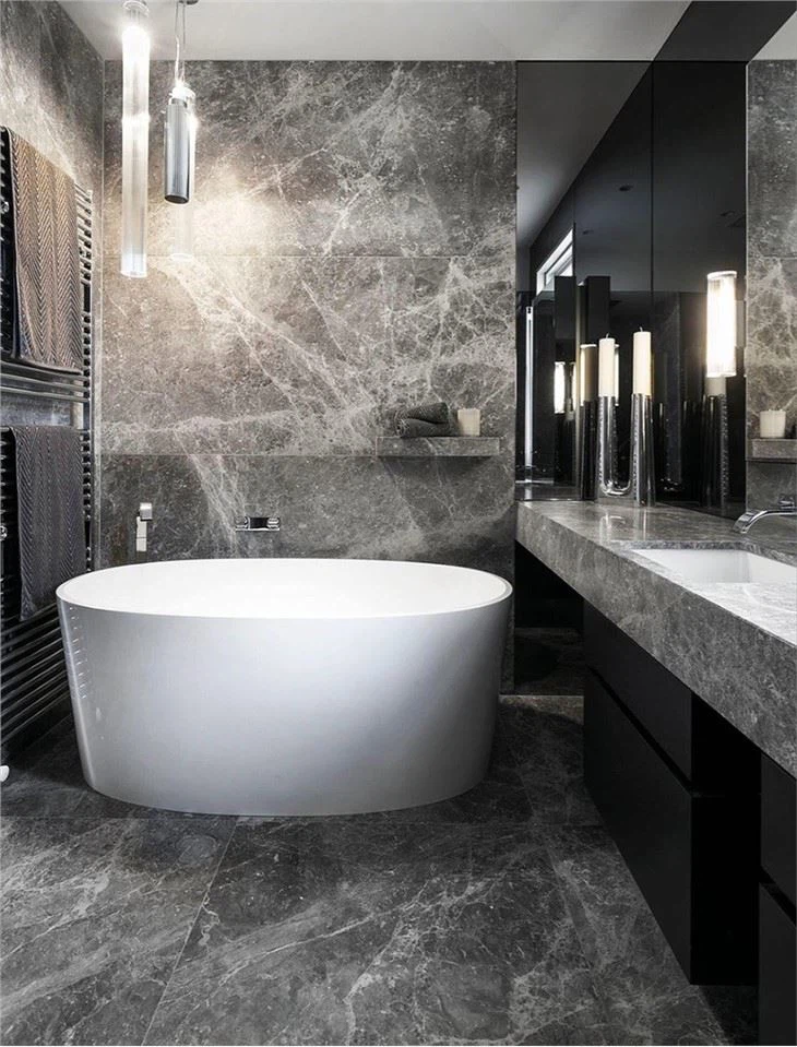 Elegant Grey Marble Bathroom